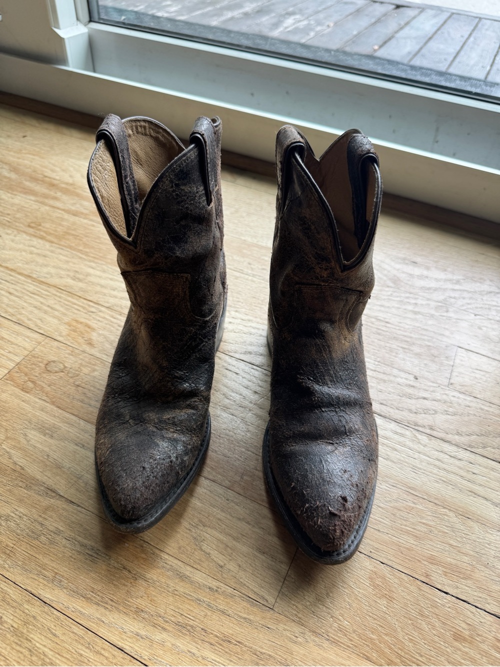 Frye Men's Distressed Brown Leather Cowboy Boots